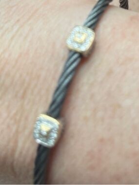 Alor Classic Black Cable Bracelet with Gold Accent Stones